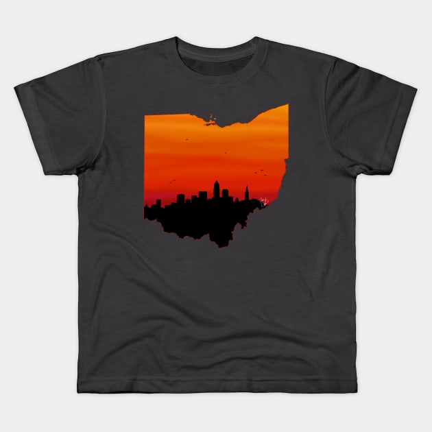 Cleveland Skyline Kids T-Shirt by JuliaCoffin